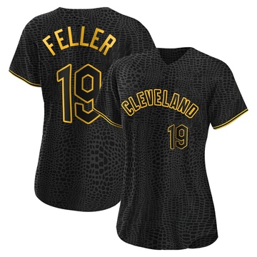 Women's Majestic Cleveland Indians #19 Bob Feller Replica Cream Alternate 2  Cool Base MLB Jersey