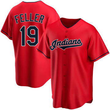 Women's Majestic Cleveland Indians #19 Bob Feller Replica Cream Alternate 2  Cool Base MLB Jersey