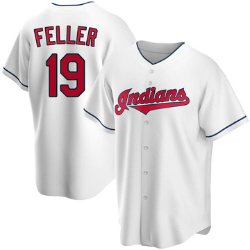Women's Majestic Cleveland Indians #19 Bob Feller Replica Grey