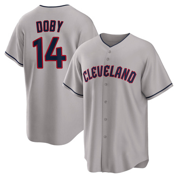 Women's Majestic Cleveland Indians #14 Larry Doby Replica Cream Alternate 2  Cool Base MLB Jersey