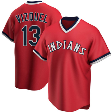Youth Majestic Cleveland Indians #13 Omar Vizquel Authentic Navy Blue  Alternate 1 Cool Base MLB Jersey